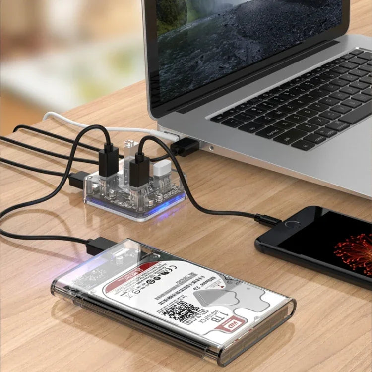 ORICO MH4U-100 USB 3.0 Transparent Desktop HUB with 100cm Micro USB Cable, MH4U-100