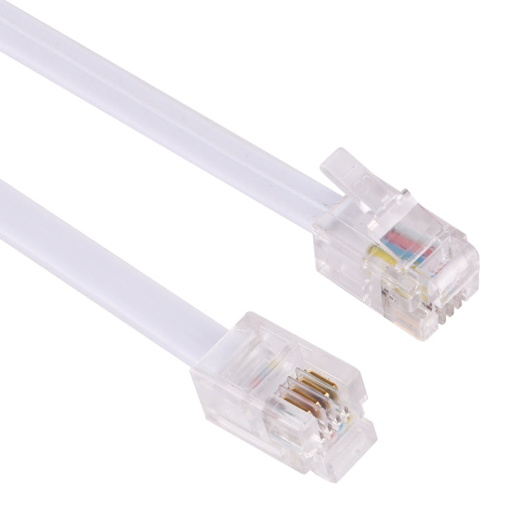 4芯 オス to オス RJ11 スプリング式電話延長コイルケーブル、伸縮長さ：3m（ホワイト）、長さ：3m
