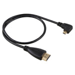 50cm 4K HDMI オス to マイクロ HDMI 左角度 オス 金メッキコネクター アダプターケーブル、50cm 左角度