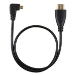 50cm 4K HDMI オス to マイクロ HDMI 左角度 オス 金メッキコネクター アダプターケーブル、50cm 左角度