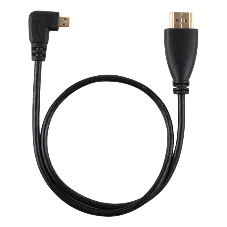 50cm 4K HDMI オス to マイクロ HDMI 左角度 オス 金メッキコネクター アダプターケーブル、50cm 左角度