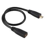30cm 1080P マイクロHDMI メス-オス 金メッキコネクターアダプターケーブル
