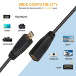 30cm 1080P マイクロHDMI メス-オス 金メッキコネクターアダプターケーブル