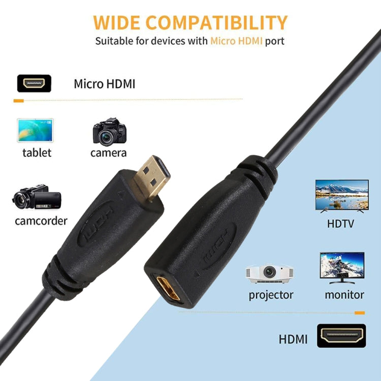 30cm 1080P マイクロHDMI メス-オス 金メッキコネクターアダプターケーブル