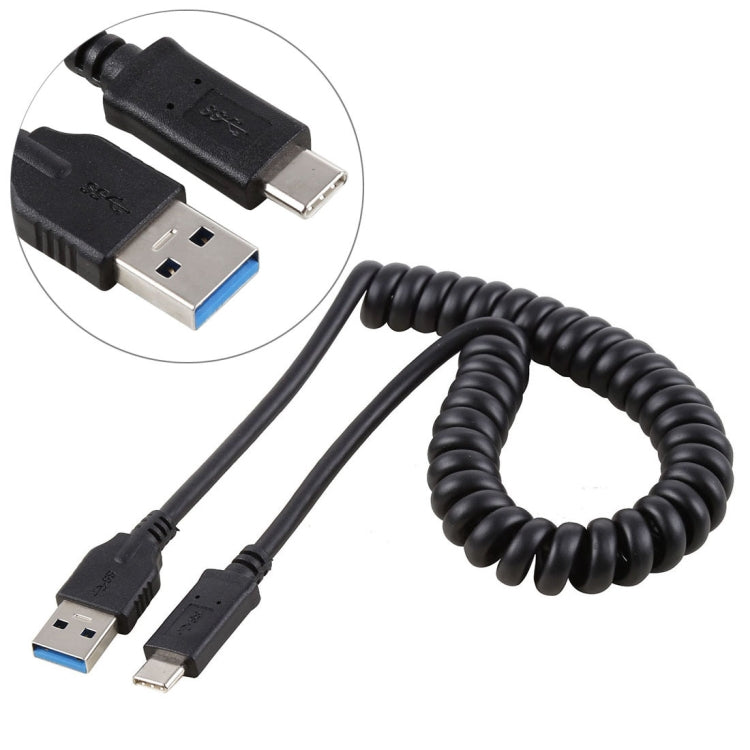 1.5m 高速 USB 3.0 オス - USB-C / タイプC オス 伸縮スプリング延長ケーブル、USB 3.0 オス - タイプC オス