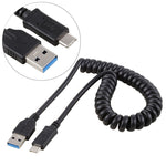 1.5m 高速 USB 3.0 オス - USB-C / タイプC オス 伸縮スプリング延長ケーブル、USB 3.0 オス - タイプC オス
