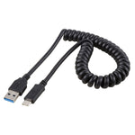 1.5m 高速 USB 3.0 オス - USB-C / タイプC オス 伸縮スプリング延長ケーブル、USB 3.0 オス - タイプC オス
