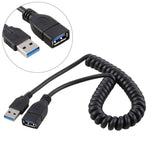 1.5m 高速 USB 3.0 オス - メス 伸縮スプリング延長ケーブル、USB 3.0 オス - メス
