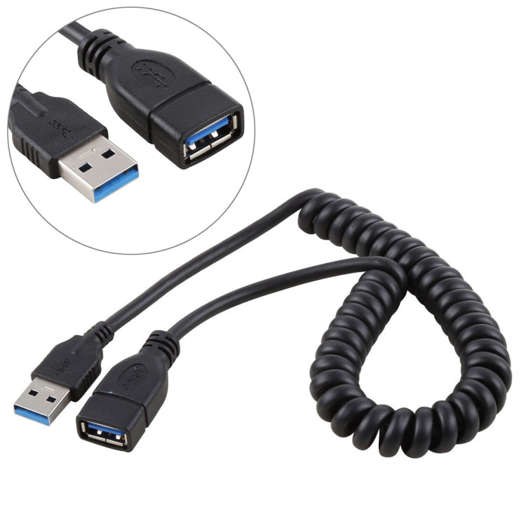 1.5m 高速 USB 3.0 オス - メス 伸縮スプリング延長ケーブル、USB 3.0 オス - メス