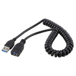 1.5m 高速 USB 3.0 オス - メス 伸縮スプリング延長ケーブル、USB 3.0 オス - メス