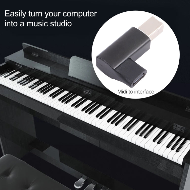 USB-C / タイプC メス - USB 2.0 B MIDI オス アダプター 電子楽器 / プリンター / スキャナー / ピアノ用