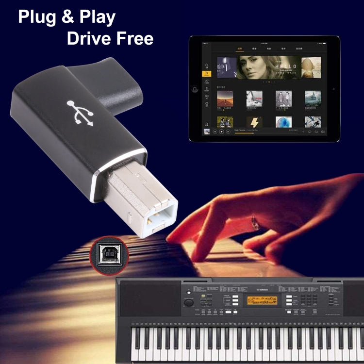USB-C / タイプC メス - USB 2.0 B MIDI オス アダプター 電子楽器 / プリンター / スキャナー / ピアノ用
