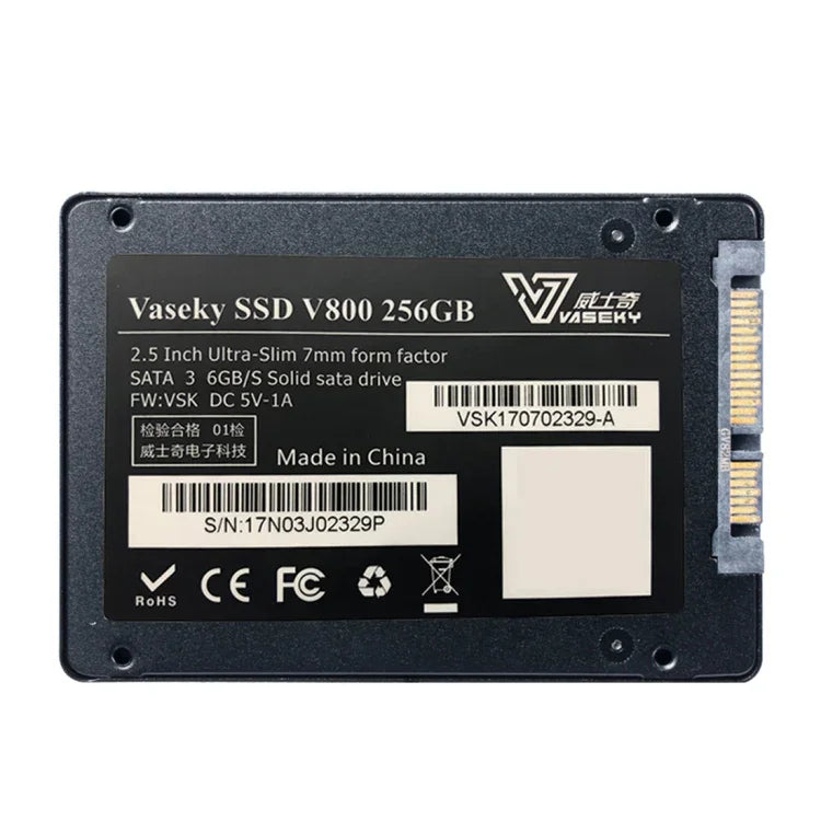 Vaseky V800 256GB 2.5インチ SATA3 6GB/s 超薄型7mm ソリッドステートドライブ SSD ハードディスクドライブ、デスクトップ・ノートパソコン用、256GB