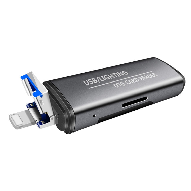 118 2-in-1 USB + 8ピンインターフェース USBフラッシュディスク / メモリーカード OTGカードリーダー iOSシステム対応スマホ / パソコン用