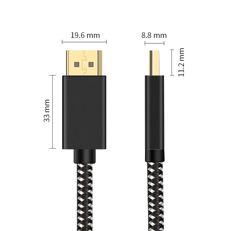 OD6.5mm DPオスからオスDisplayPortケーブル、長さ：2m、DPオスからオス