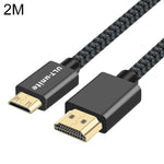 ULT-unite 金メッキヘッド HDMI 2.0オスからMini HDMIオス ナイロン編組ケーブル、ケーブル長：2m、2m