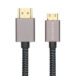 ULT-unite 金メッキヘッド HDMI 2.0オスからMini HDMIオス ナイロン編組ケーブル、ケーブル長：2m、2m