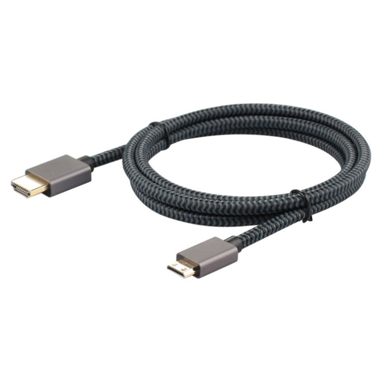 ULT-unite 金メッキヘッド HDMI 2.0オスからMini HDMIオス ナイロン編組ケーブル、ケーブル長：2m、2m