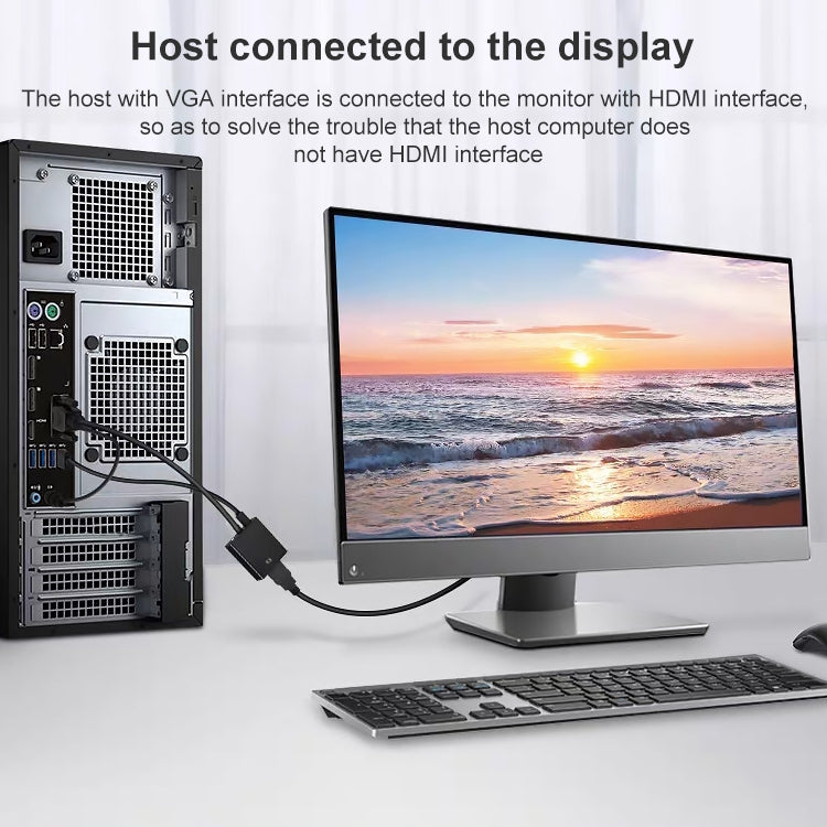HDCO-VGAM2 1080P VGAオスからHDMIメスコンバーター3.5mmオーディオケーブル付き、HDCO-VGAM2