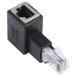 RJ45 オスからメス変換アダプター 90度延長用 Cat5 Cat6 LANイーサネットネットワークケーブル、90度右向き