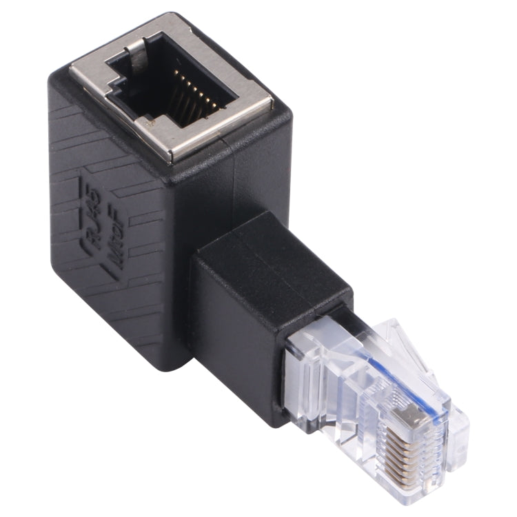 RJ45 オスからメス変換アダプター 90度延長用 Cat5 Cat6 LANイーサネットネットワークケーブル、90度右向き