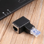 RJ45 オスからメス変換アダプター 90度延長用 Cat5 Cat6 LANイーサネットネットワークケーブル、90度右向き