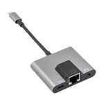 NK-1056 3-in-1 8ピン オス to 8ピン 充電＋RJ45イーサネット＋3.5mmイヤホン メスアダプター, NK-1056