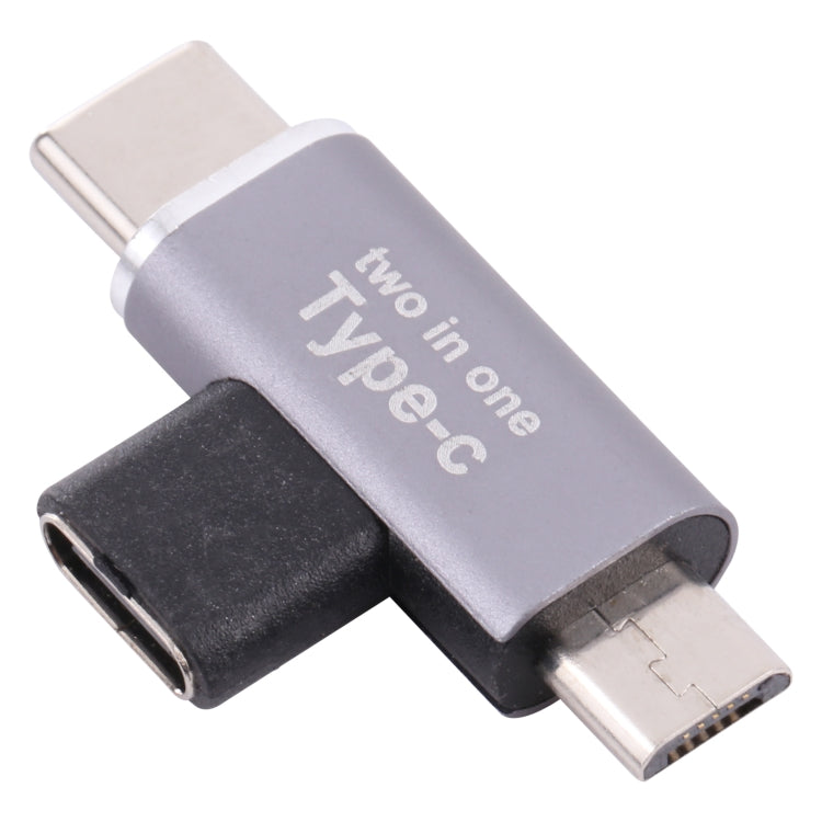 USB-C / タイプC メスからUSB-C / タイプC オス＋マイクロUSBオス変換器、タイプCメスからタイプC＋マイクロUSBオス