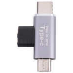 USB-C / タイプC メスからUSB-C / タイプC オス＋マイクロUSBオス変換器、タイプCメスからタイプC＋マイクロUSBオス