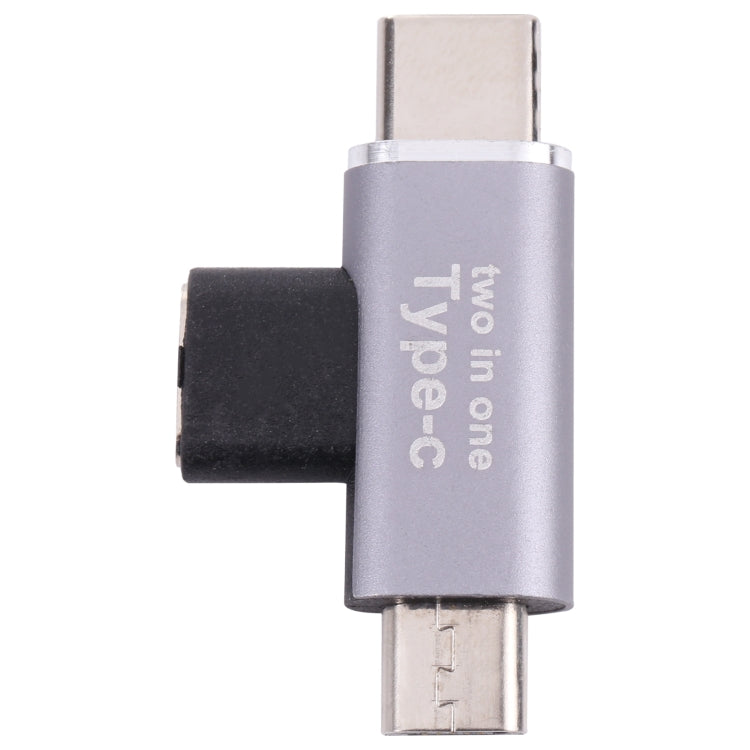 USB-C / タイプC メスからUSB-C / タイプC オス＋マイクロUSBオス変換器、タイプCメスからタイプC＋マイクロUSBオス