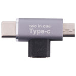 USB-C / タイプC メスからUSB-C / タイプC オス＋マイクロUSBオス変換器、タイプCメスからタイプC＋マイクロUSBオス
