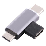 USB-C / タイプC メスからUSB-C / タイプC オス＋マイクロUSBオス変換器、タイプCメスからタイプC＋マイクロUSBオス