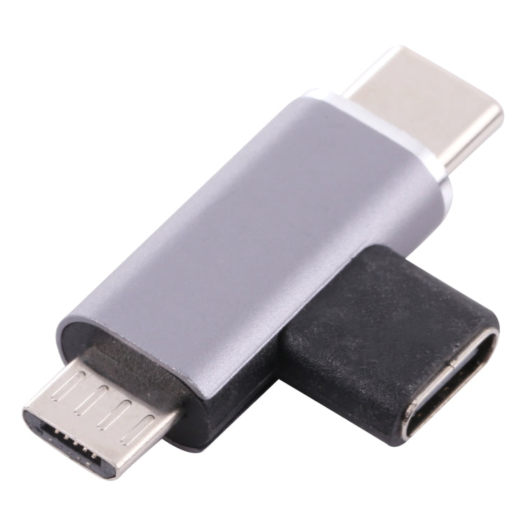USB-C / タイプC メスからUSB-C / タイプC オス＋マイクロUSBオス変換器、タイプCメスからタイプC＋マイクロUSBオス