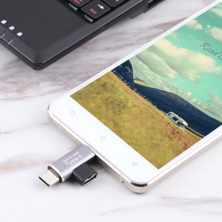 USB-C / タイプC メスからUSB-C / タイプC オス＋マイクロUSBオス変換器、タイプCメスからタイプC＋マイクロUSBオス