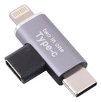 USB-C / Type-C メス to 8ピン オス + USB-C / Type-C オス 変換アダプター, Type-C メス to 8ピン + Type-C オス