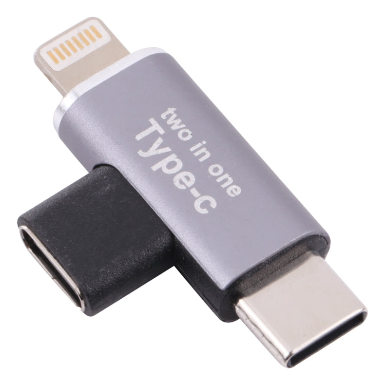 USB-C / Type-C メス to 8ピン オス + USB-C / Type-C オス 変換アダプター, Type-C メス to 8ピン + Type-C オス
