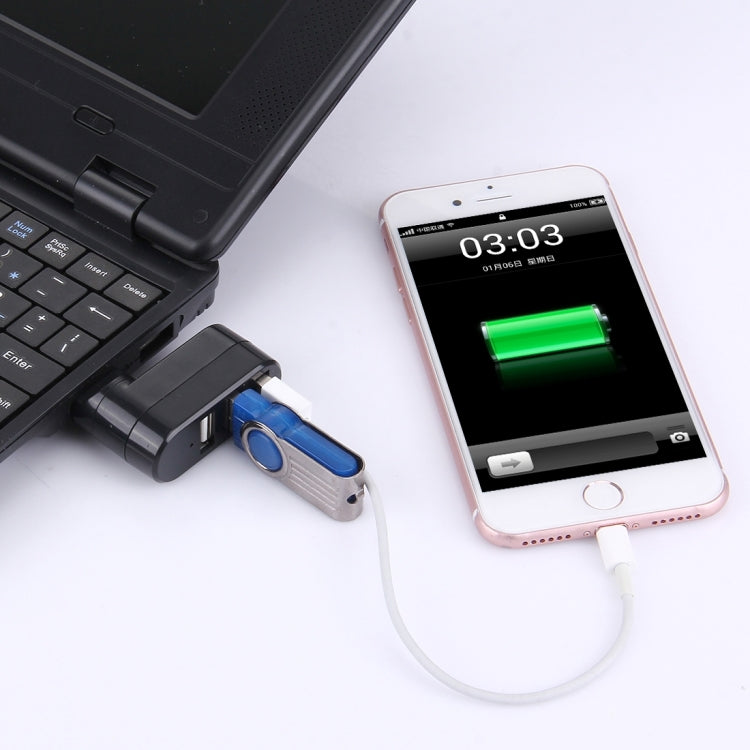 180度回転 USBヘッド 3ポート USB 2.0 ポータブルハブ