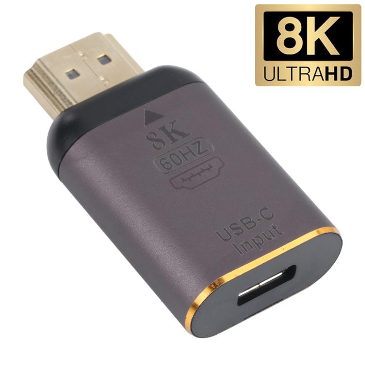 8K 60Hz USB-C / Type-C メス to HDMI オス アダプター、Type-C メス to HDMI オス