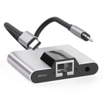 NK-1056Pro 3-in-1 8ピン + USB-C / Type-C オス to 8ピン 充電＋イーサネット＋3.5mmイヤホン メスアダプター, NK-1056Pro