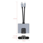 NK-1056Pro 3-in-1 8ピン + USB-C / Type-C オス to 8ピン 充電＋イーサネット＋3.5mmイヤホン メスアダプター, NK-1056Pro