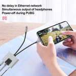 NK-1056Pro 3-in-1 8ピン + USB-C / Type-C オス to 8ピン 充電＋イーサネット＋3.5mmイヤホン メスアダプター, NK-1056Pro