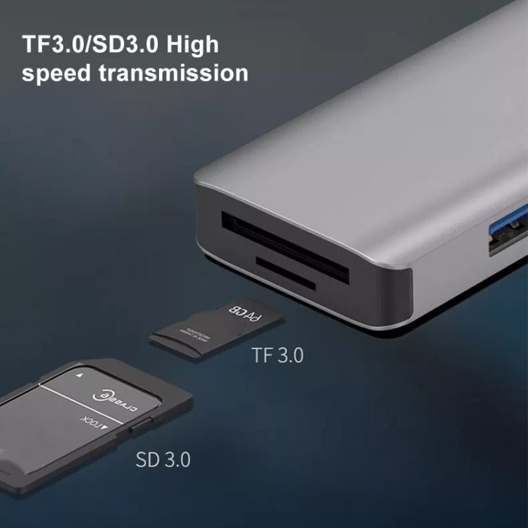 NK-3049HD 6in1 USBオス-MS/TFカードスロット＋USB 3.0＋3 USB 2.0メスアダプター、NK-3049HD