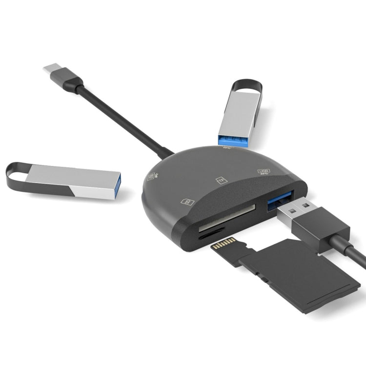 NK-3039 5in1 USB-C / Type-Cオス-TF/SDカードスロット＋3 USBメスアダプター、NK-3039