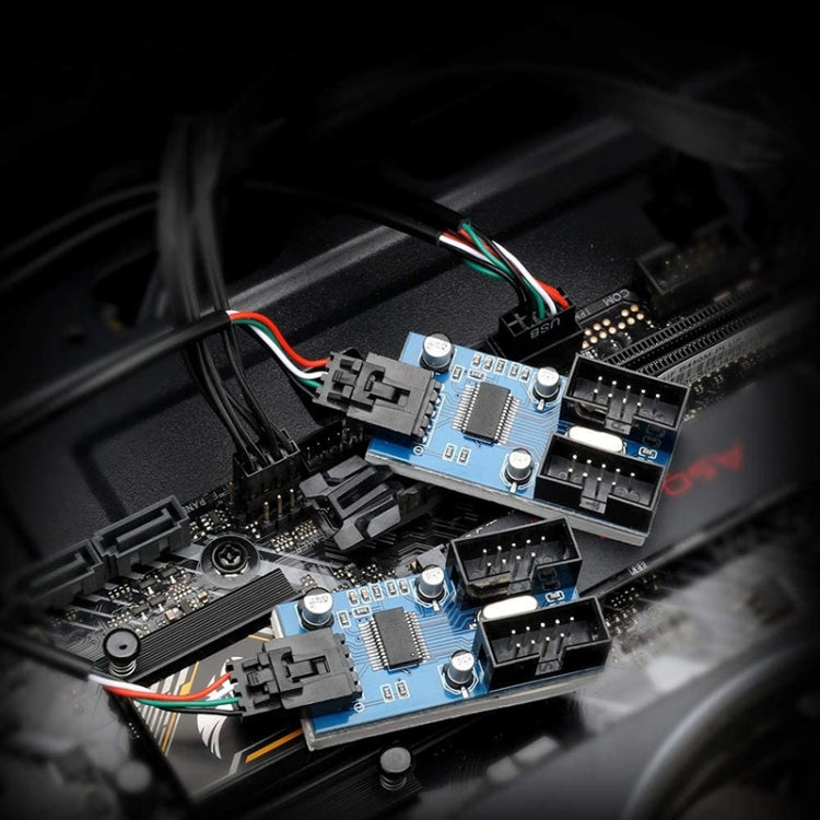 Rocketek HC427 9ピン USB2.0 ハブアダプター 1対2分配回路基板、1対2