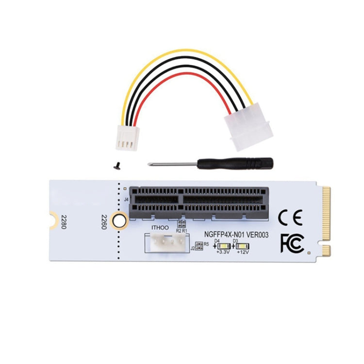 NGFF M.2 キー M から PCI-E 1X / 4X / 8X / 16X グラフィックスカードマイニングスロットアダプター ライザーコンバーターカード LED & 4ピン電源ケーブル付き、VER003 4ピン電源ケーブル付き