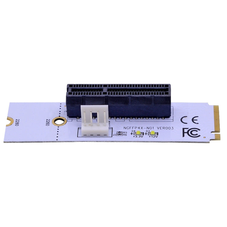 NGFF M.2 キー M から PCI-E 1X / 4X / 8X / 16X グラフィックスカードマイニングスロットアダプター ライザーコンバーターカード LED & 4ピン電源ケーブル付き、VER003 4ピン電源ケーブル付き