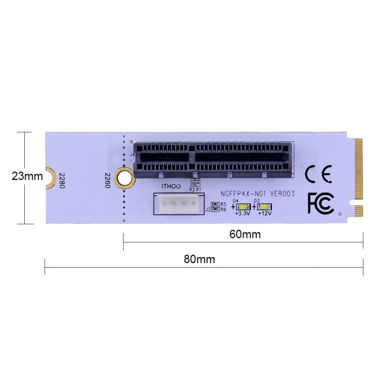 NGFF M.2 キー M から PCI-E 1X / 4X / 8X / 16X グラフィックスカードマイニングスロットアダプター ライザーコンバーターカード LED & 4ピン電源ケーブル付き、VER003 4ピン電源ケーブル付き