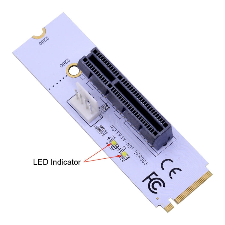 NGFF M.2 キー M から PCI-E 1X / 4X / 8X / 16X グラフィックスカードマイニングスロットアダプター ライザーコンバーターカード LED & 4ピン電源ケーブル付き、VER003 4ピン電源ケーブル付き