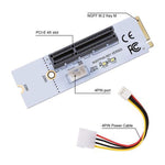 NGFF M.2 キー M から PCI-E 1X / 4X / 8X / 16X グラフィックスカードマイニングスロットアダプター ライザーコンバーターカード LED & 4ピン電源ケーブル付き、VER003 4ピン電源ケーブル付き
