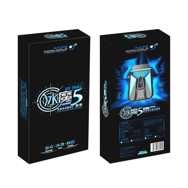 Ice Troll 5 COOLCOLD ポータブルノートパソコン冷却ファン エアクーラー 速度調整可能 高性能ノートファンコントローラー AC 220V（ブラック）